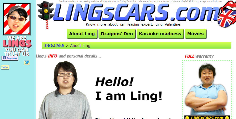 LingsCars website homepage