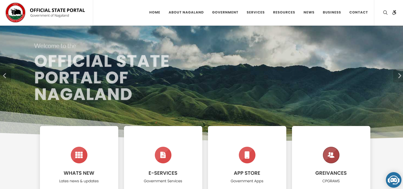 Nagaland website homepage