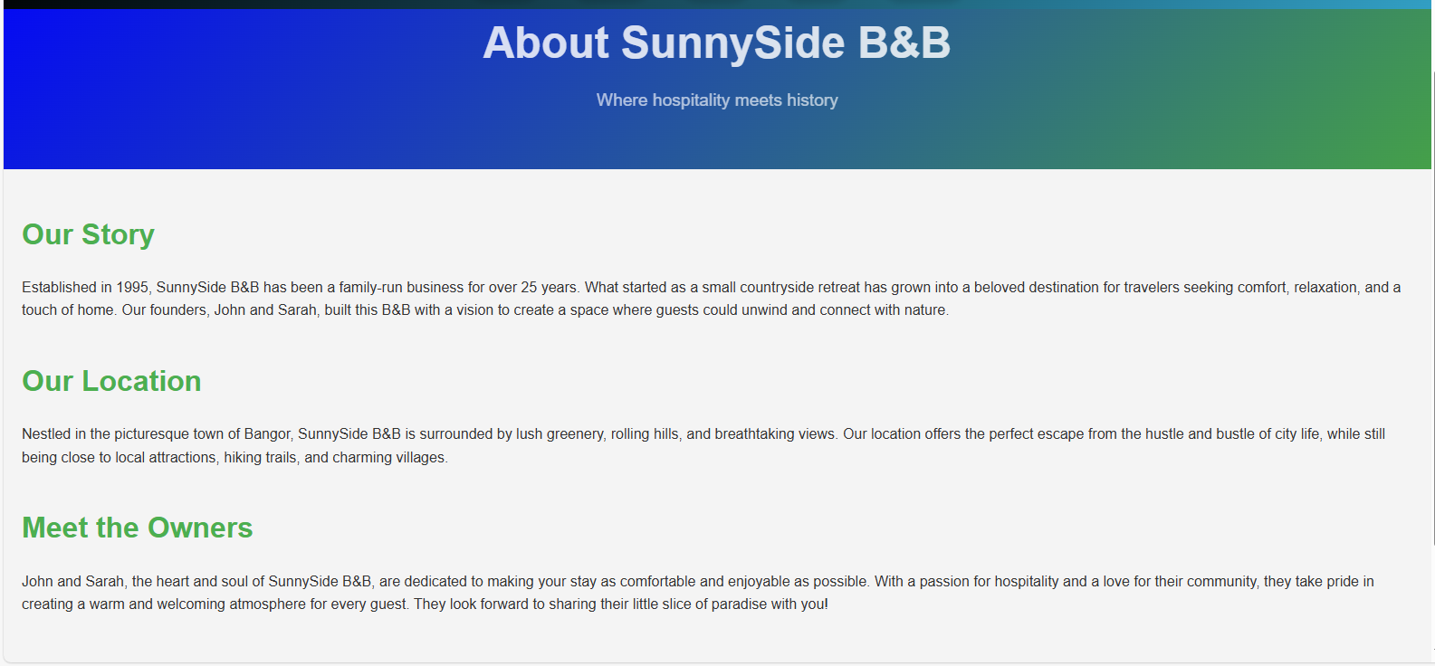 SunnySide website homepage