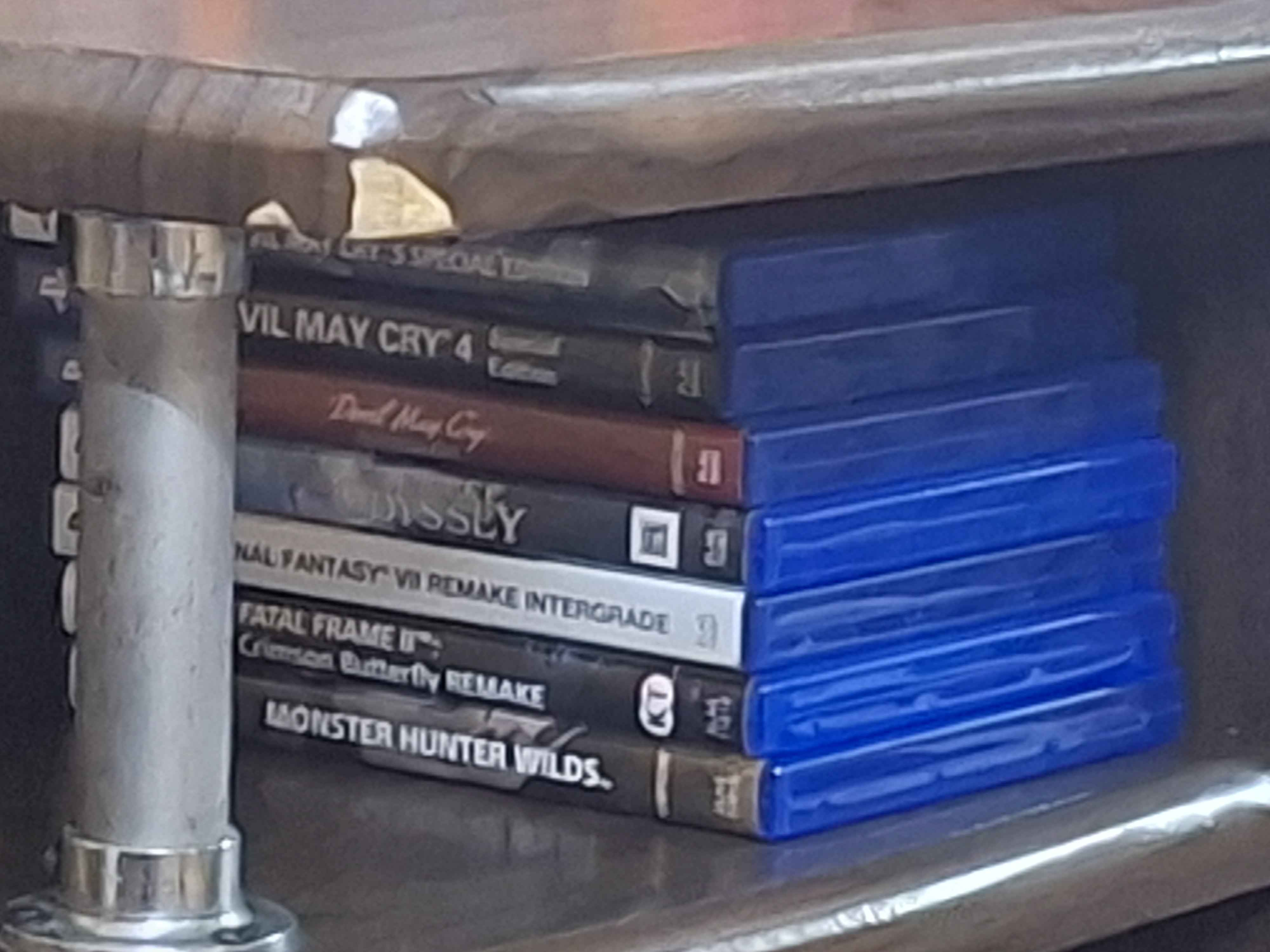 A stack of video games